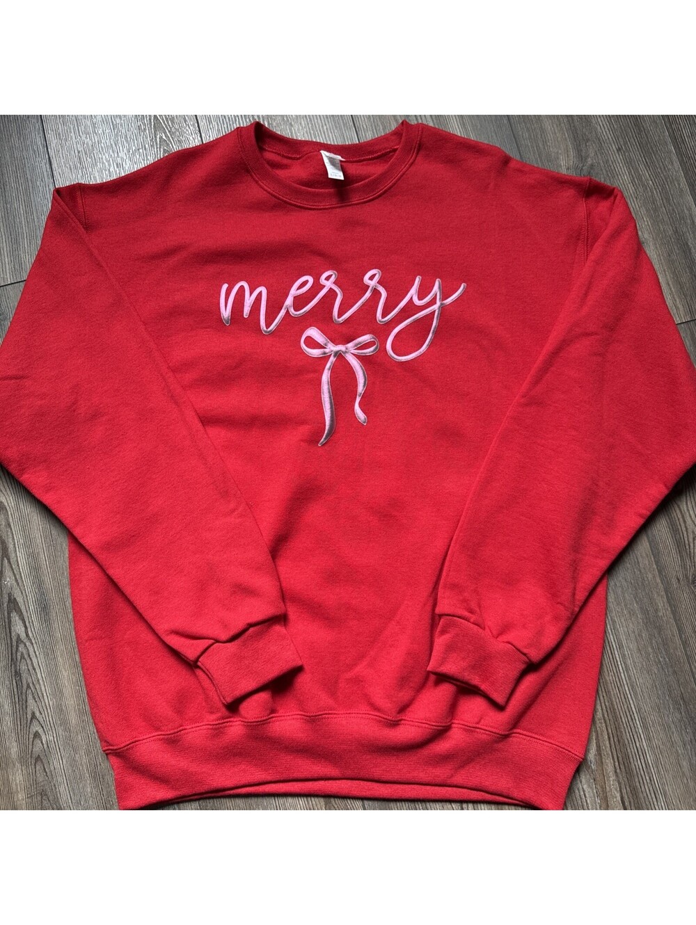 JERZEES NuBlend Men's red Crew Neck Pullover Fleece Puffy Merry Sweatshirt L